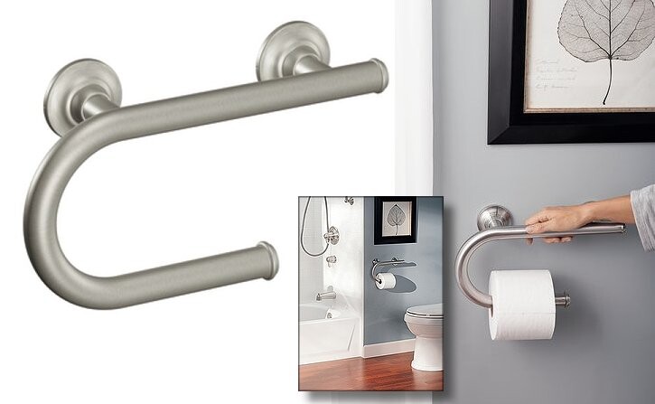 grab bar with toilet paper holder