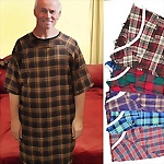 Men's Plaid 100% Cotton Flannel Patient Gown