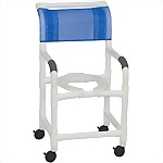 PVC Rolling Shower Chair Commode, 18" Wide Seat